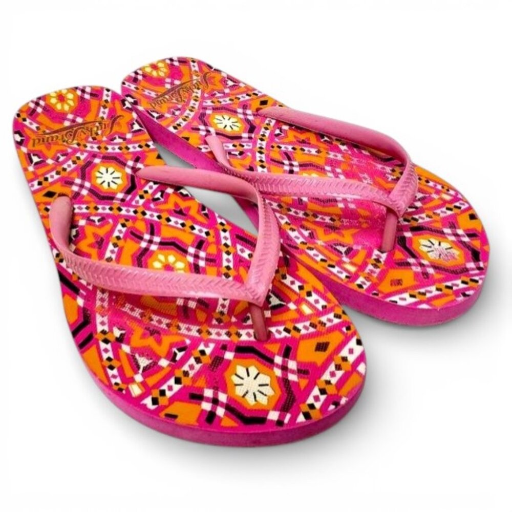Lucky Brand Boho Pattern Flip Flop Thong Sandals Women Hippie Kaleidoscope L